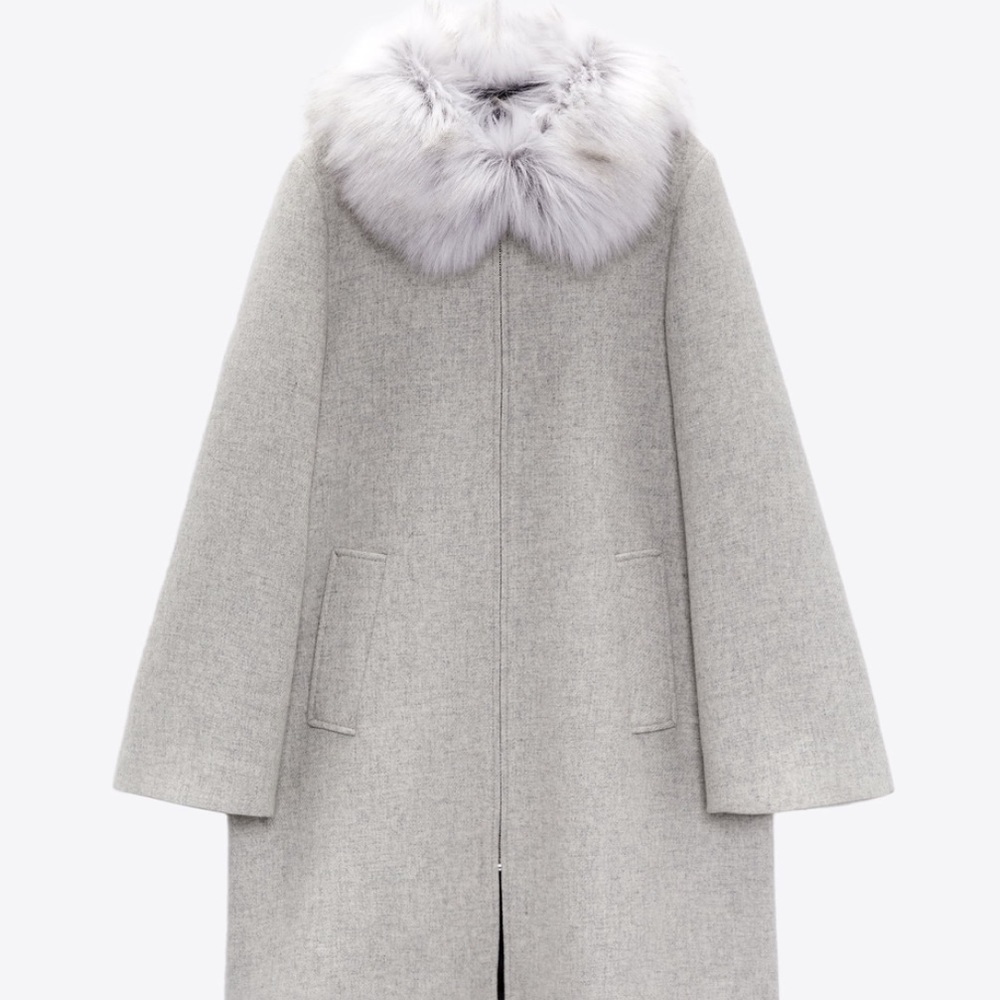 ZARA COAT WITH FAUX FUR COLLAR SZ S - Picture 10 of 10